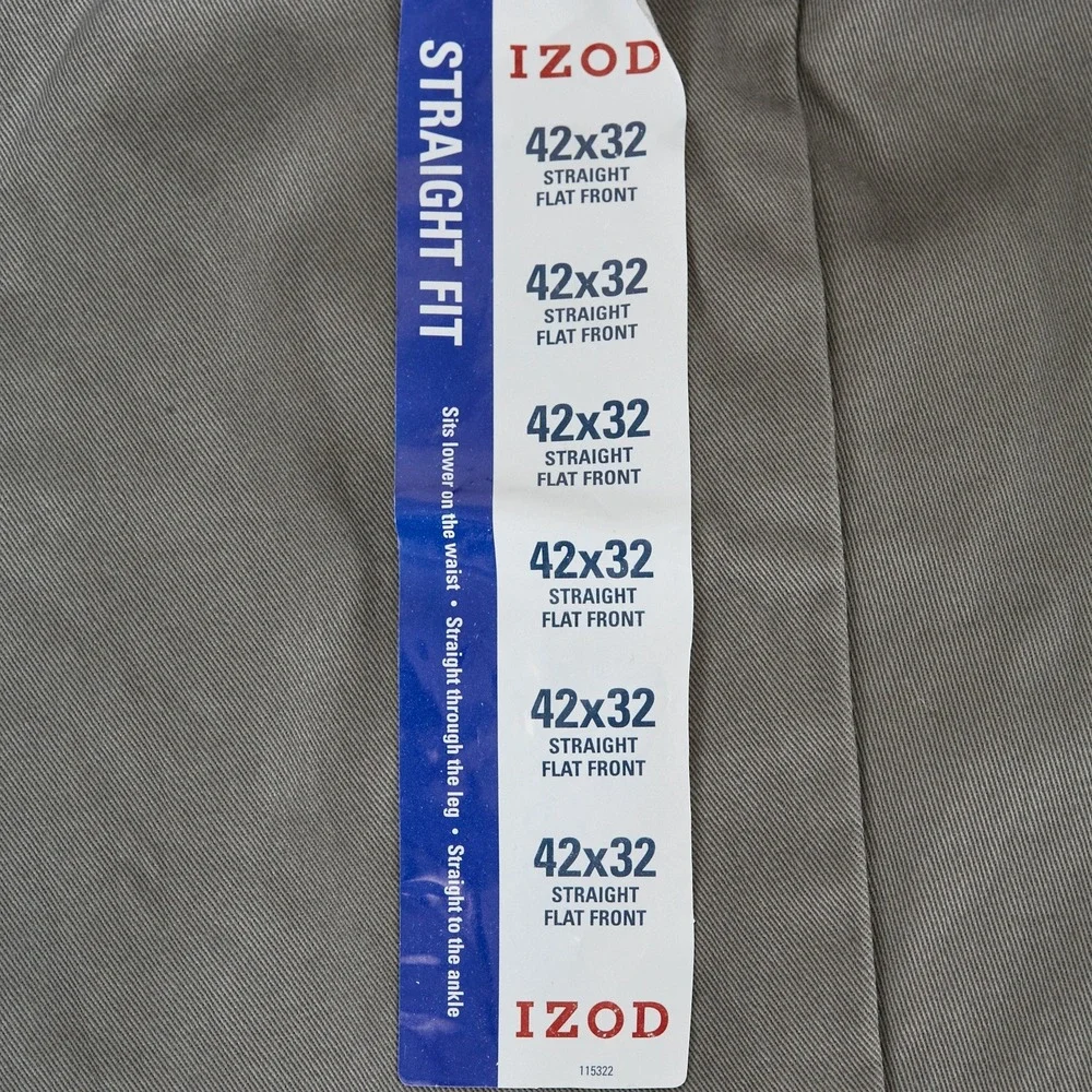 IZOD Performance Stretch Pants Mens 42x32 Grey Straight Smoked Pearl - Picture 7 of 15
